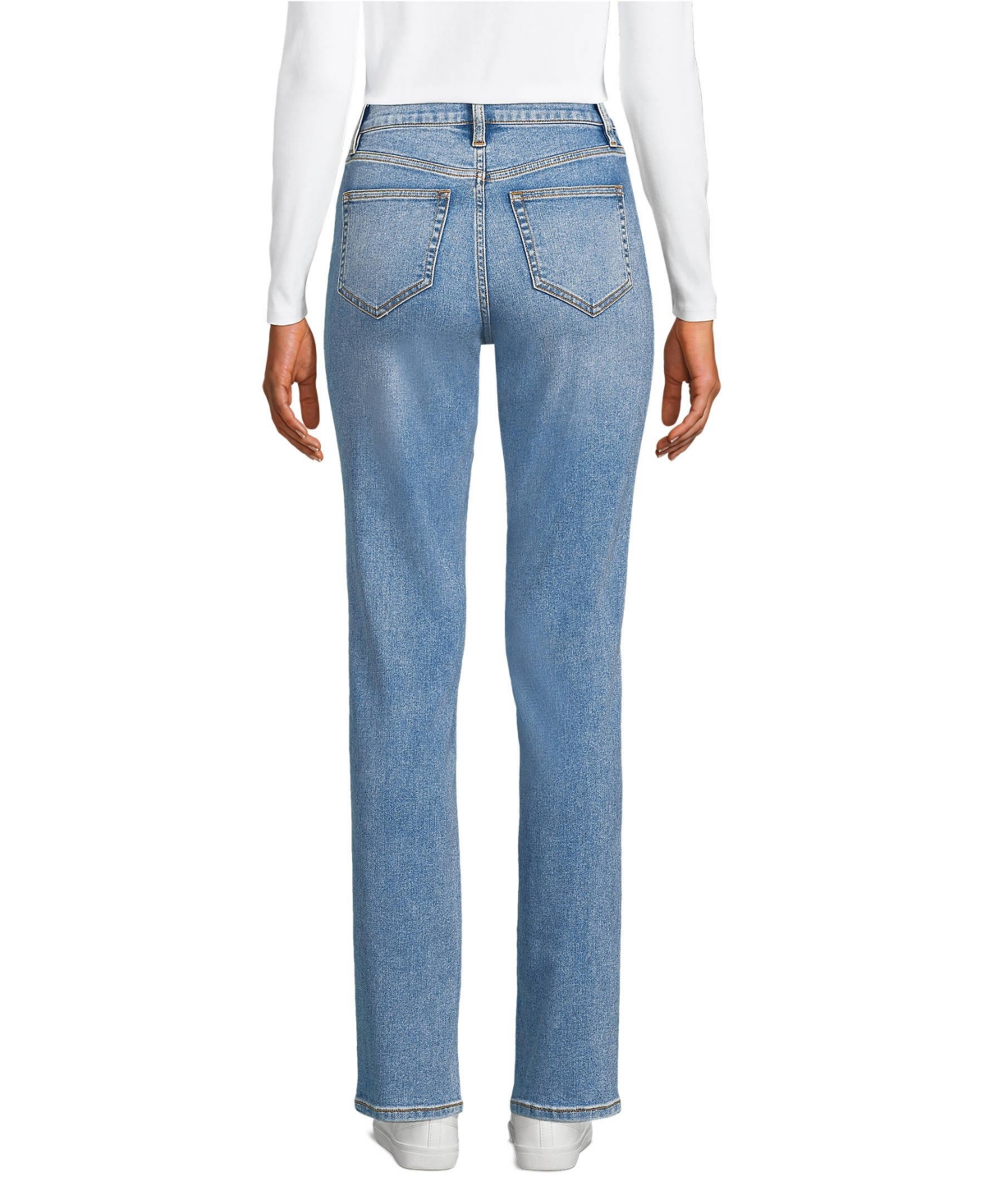 Lands End Women s Recover High Rise Straight Leg Blue Jeans Beau blue Smart Closet