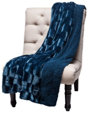 Premium Fuzzy Faux Fur Microfiber Polyester Reversible Throw Blanket, Throw