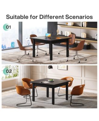 2-4 Person Wood Farmhouse Dining Table with Wooden Legs Oak Top for Small Space