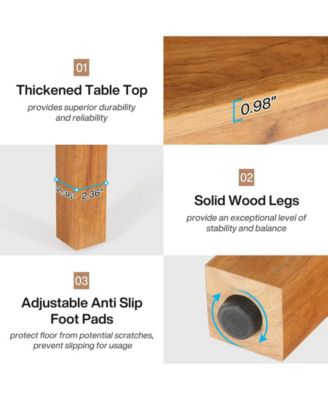 Wood Dining Table Farmhouse Kitchen Table for Dining Room Living Room, 2-4 Person Dining Room Table Square Dinner Tables with Wooden Legs Oak Top for Small Space, Rustic Brown(Only Table