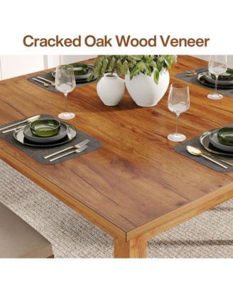 Wood Dining Table Farmhouse Kitchen Table for Dining Room Living Room, 2-4 Person Dining Room Table Square Dinner Tables with Wooden Legs Oak Top for Small Space, Rustic Brown(Only Table