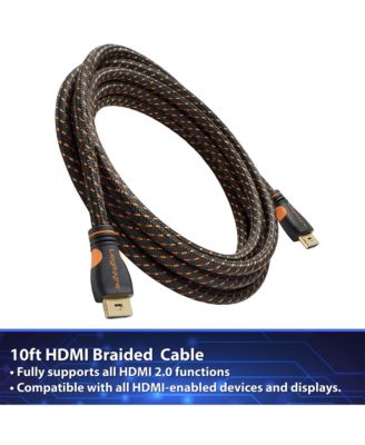 10 ft 4K High Speed HDMI Cable - 18Gbps HDMI 2.0 (4K  60hz HDR UHD 4:4:4 Chroma) - Ethernet - Locking Head - Deep Color Ultra HD with ARC, 3D, HDCP 2.2, 28AWG, Gold Plated