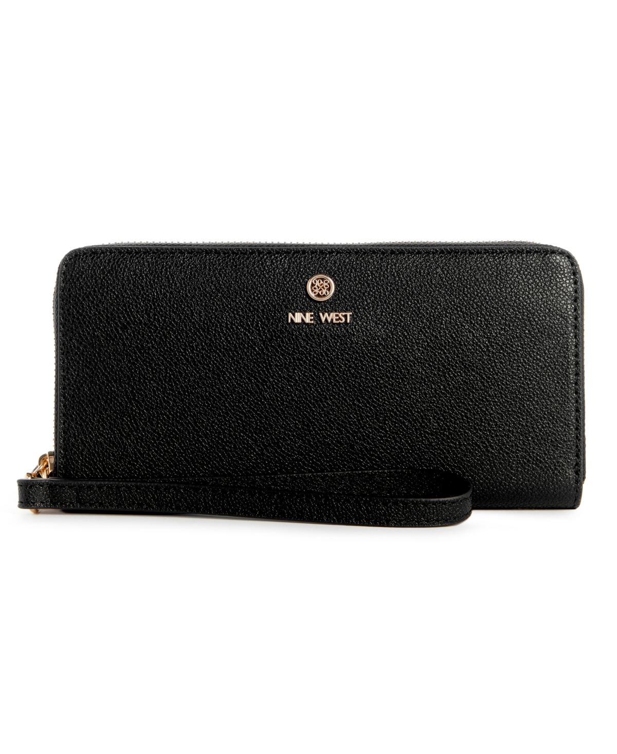Nine West Lockup 9 Zip Around Wallet With Wristlet In Black