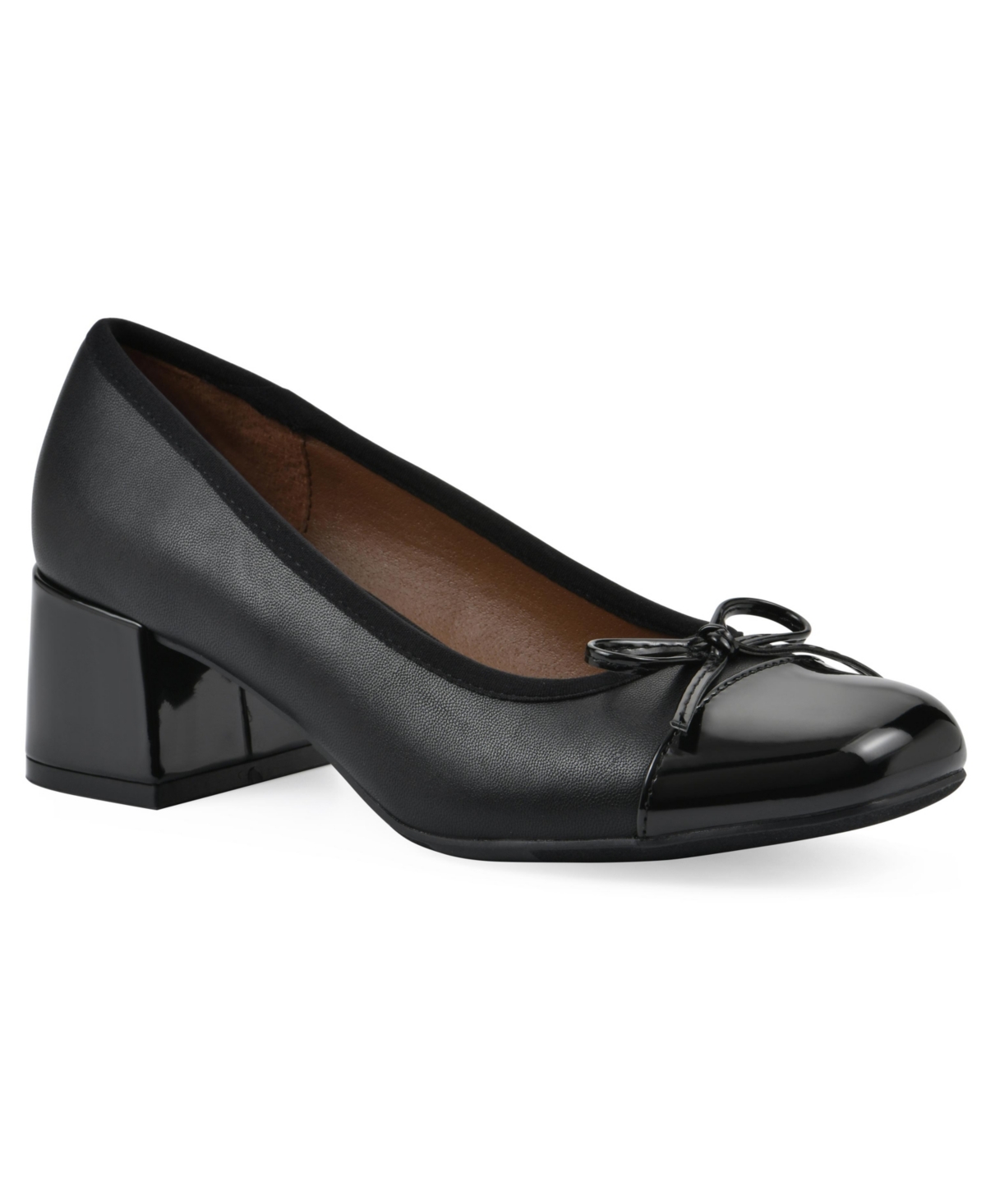 White Mountain Women's Lately Block Heel Pumps In Black Black Smooth Multi