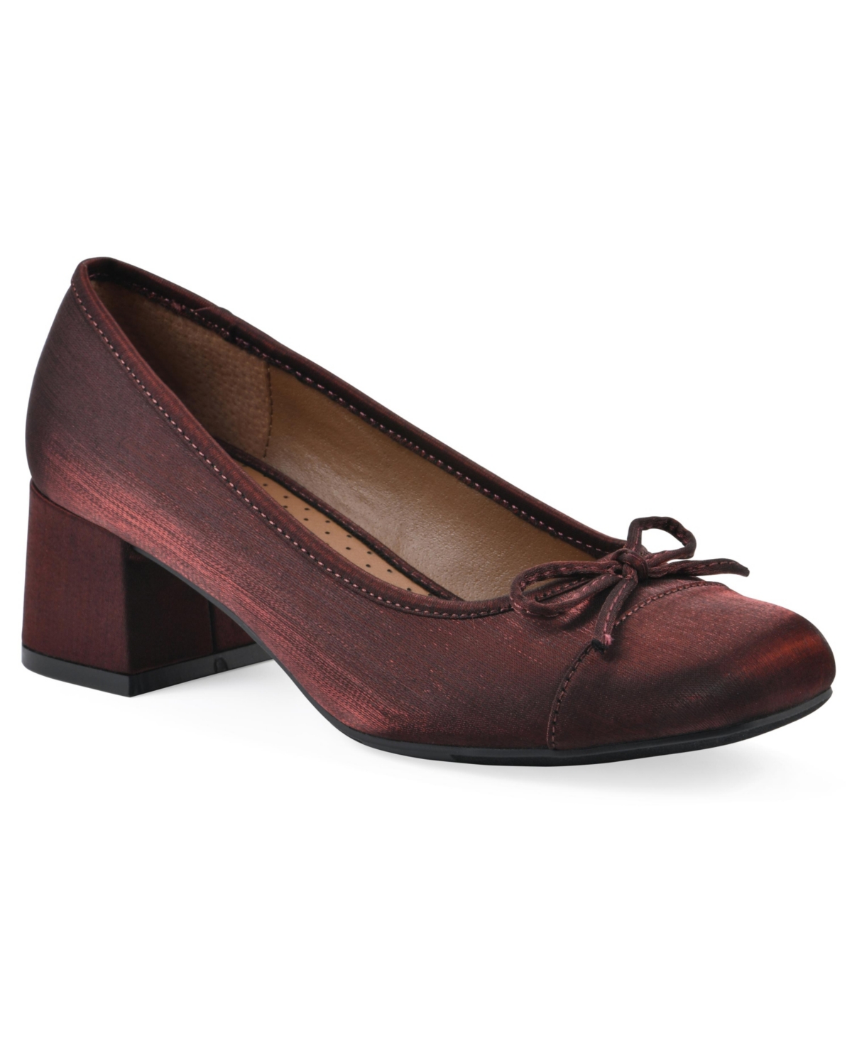 White Mountain Women's Lately Block Heel Pumps In Merlot Shimmer Fabric