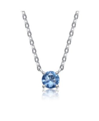 GiGiGirl Sterling Silver Colored Cubic Zirconia Birthstone Solitaire Necklace - Color Options - Bright blue