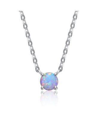 GiGiGirl Sterling Silver Colored Cubic Zirconia Birthstone Solitaire Necklace - Color Options - Light pastel blue