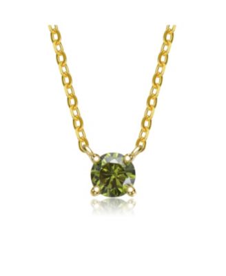 GiGiGirl Sterling Silver Colored Cubic Zirconia Birthstone Solitaire Necklace - Color Options - Dark green 42$