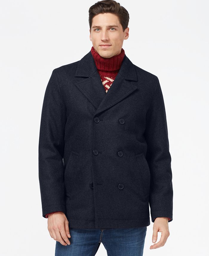 Tommy Hilfiger Double-Breasted Peacoat - Macy's