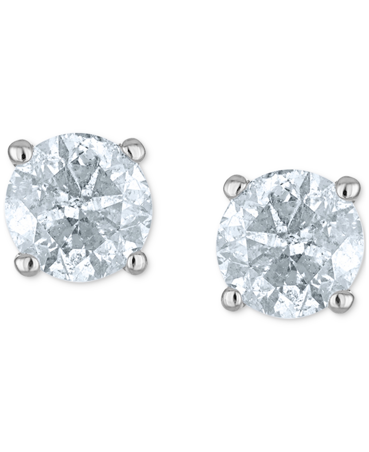 Macy's Diamond Four Prong Stud Earrings (3/4 Ct. T.w.) In White Gold