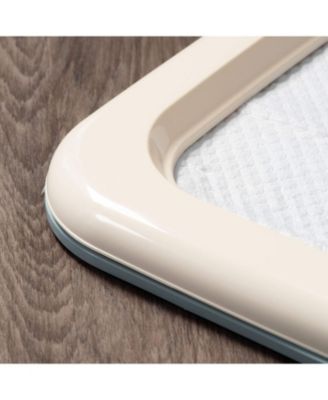  Pad Holder, Fits 17"x24" or Larger, Medium, Puppy Dog Pad Hoder, Secured Latches, Non-Skid Rubber Feet, High Polish Finish for Easy Cleaning, Leak Protection, Dog Potty Tray, Blue