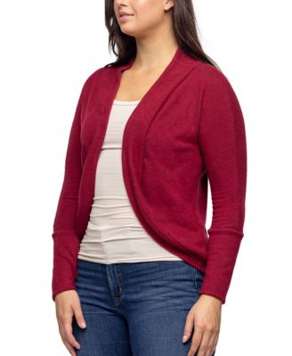 Women's Curved Hem Open Front Long Bolero Shrug