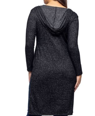 Women's Knee Length Long Sleeve Hooded Cardigan Shrug