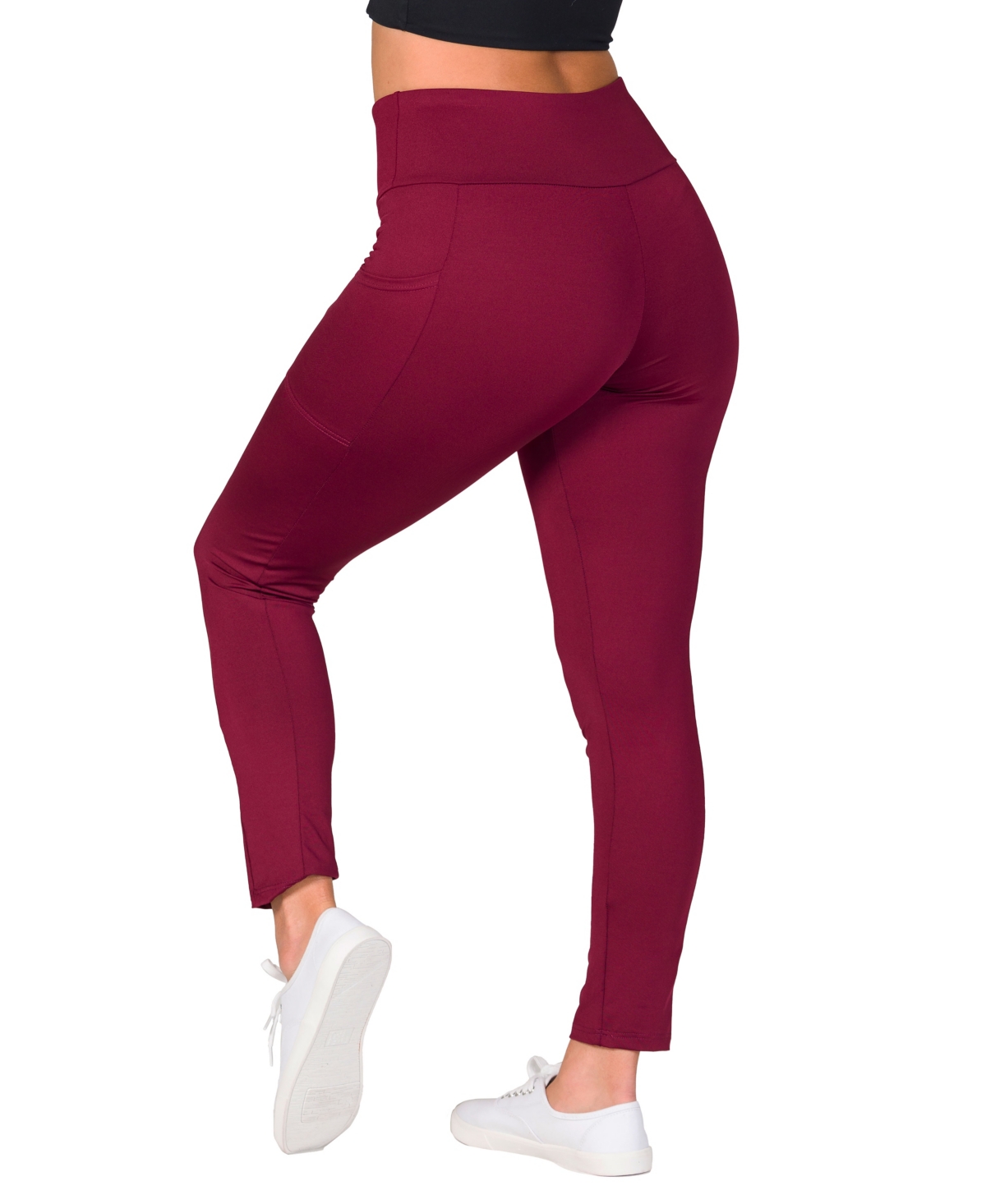 Shop 24seven Comfort Apparel Women's Side Pocket Ankle Length Yoga Pant Leggings In Wine