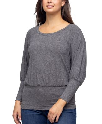 Women's Round Neck Long Sleeve Banded Bottom Top
