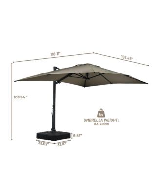 10x13 ft. 360° Rotation Cantilever Patio Umbrella with BaseandLED Light