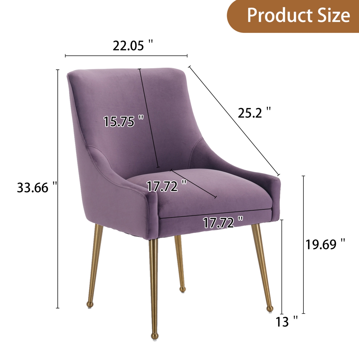 Boyel Living Velvet Dining Chair with Pulling Handle and Adjustable Foot Nails(Set of 2)