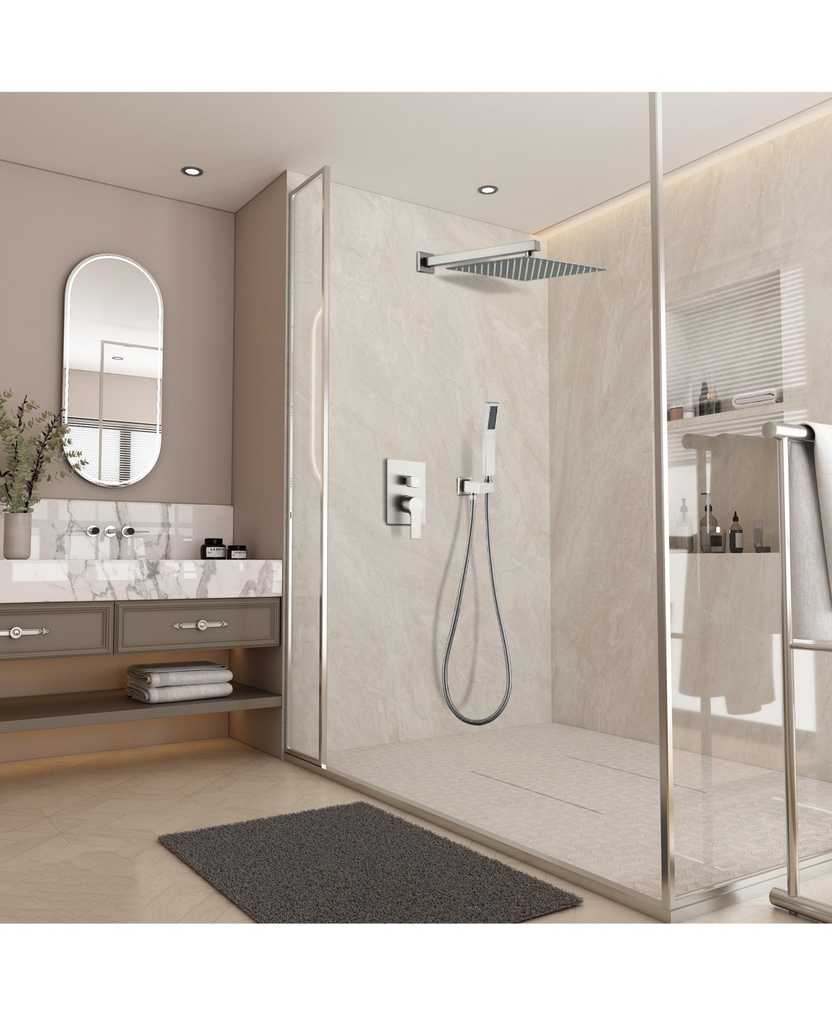 Boyel Living 1-Spray Patterns with 2.5 Gpm in. Wall Mount Dual Shower Heads with Pressure Balance Valve