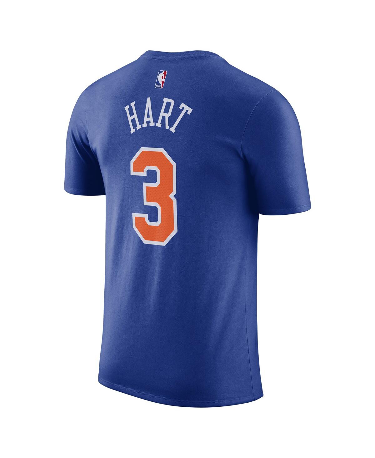 NIKE MEN'S JOSH HART BLUE NEW YORK KNICKS ICON EDITION NAME NUMBER T-SHIRT 