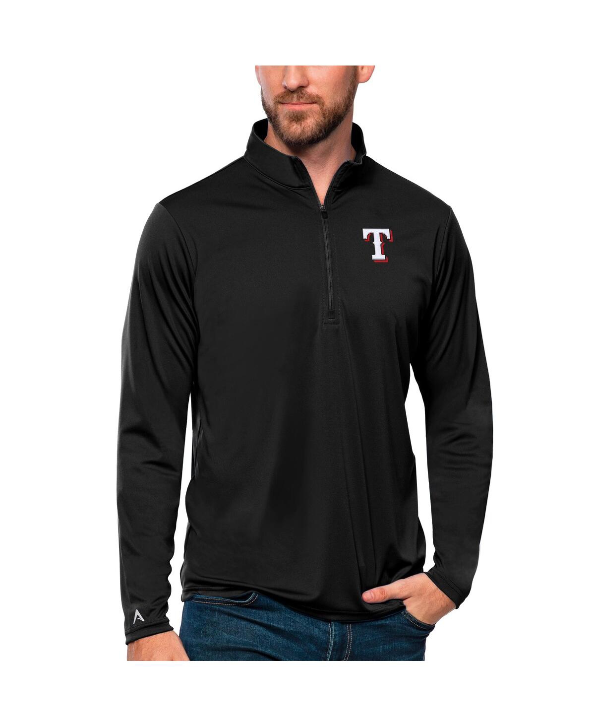Men's Black Texas Rangers Tribute Quarter-Zip Pullover Top - Black