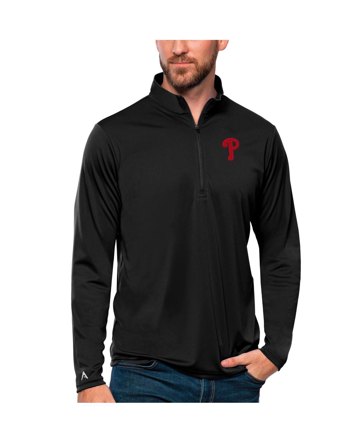 Men's Black Philadelphia Phillies Tribute Quarter-Zip Pullover Top - Black