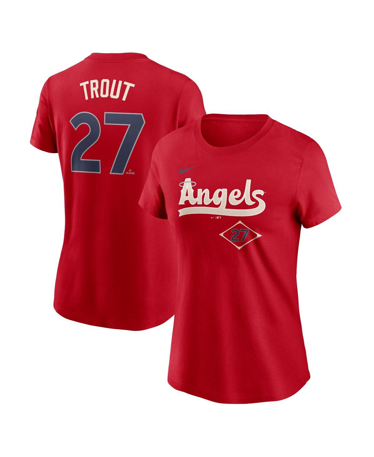 Nike Women's Mike Trout Red Los Angeles Angels 2024 City Connect Fuse Player Name Number T-shirt In Red