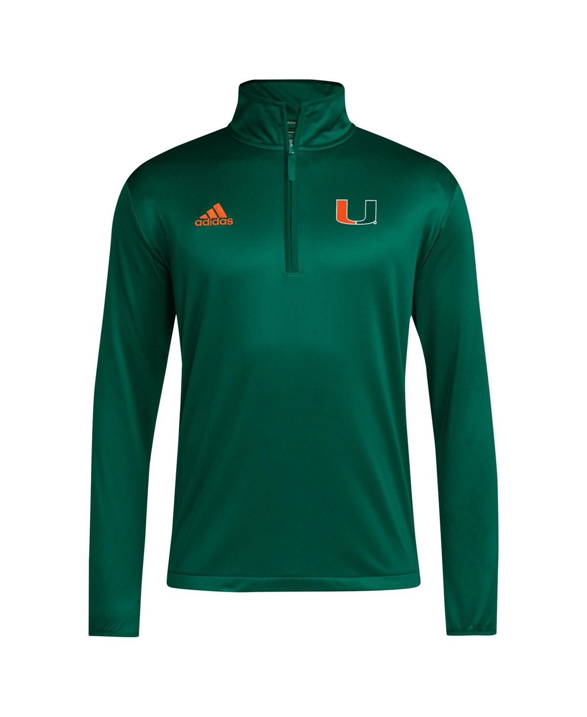 Adidas Men'sMiami Hurricanes Coaches Sideline Quarter-Zip Top - Green