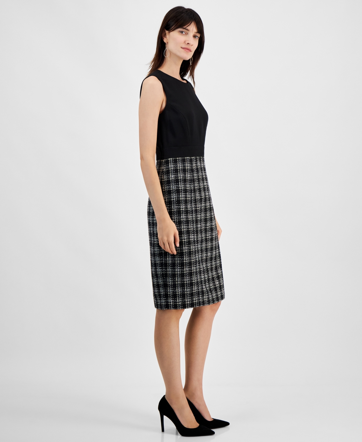 Kasper Women's Mixed-Media Tweed Sheath Dress, Regular and Petite Sizes