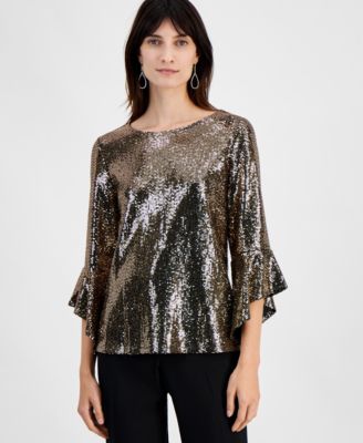Kasper - Women's Shimmer-Dot 3/4-Sleeve Blouse