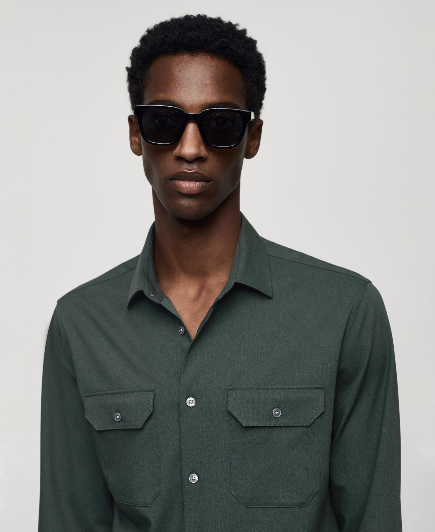 Мужская рубашка Mango Pockets Detail Stretch Fabric Overshirt, цвет: Хаки — фото 6