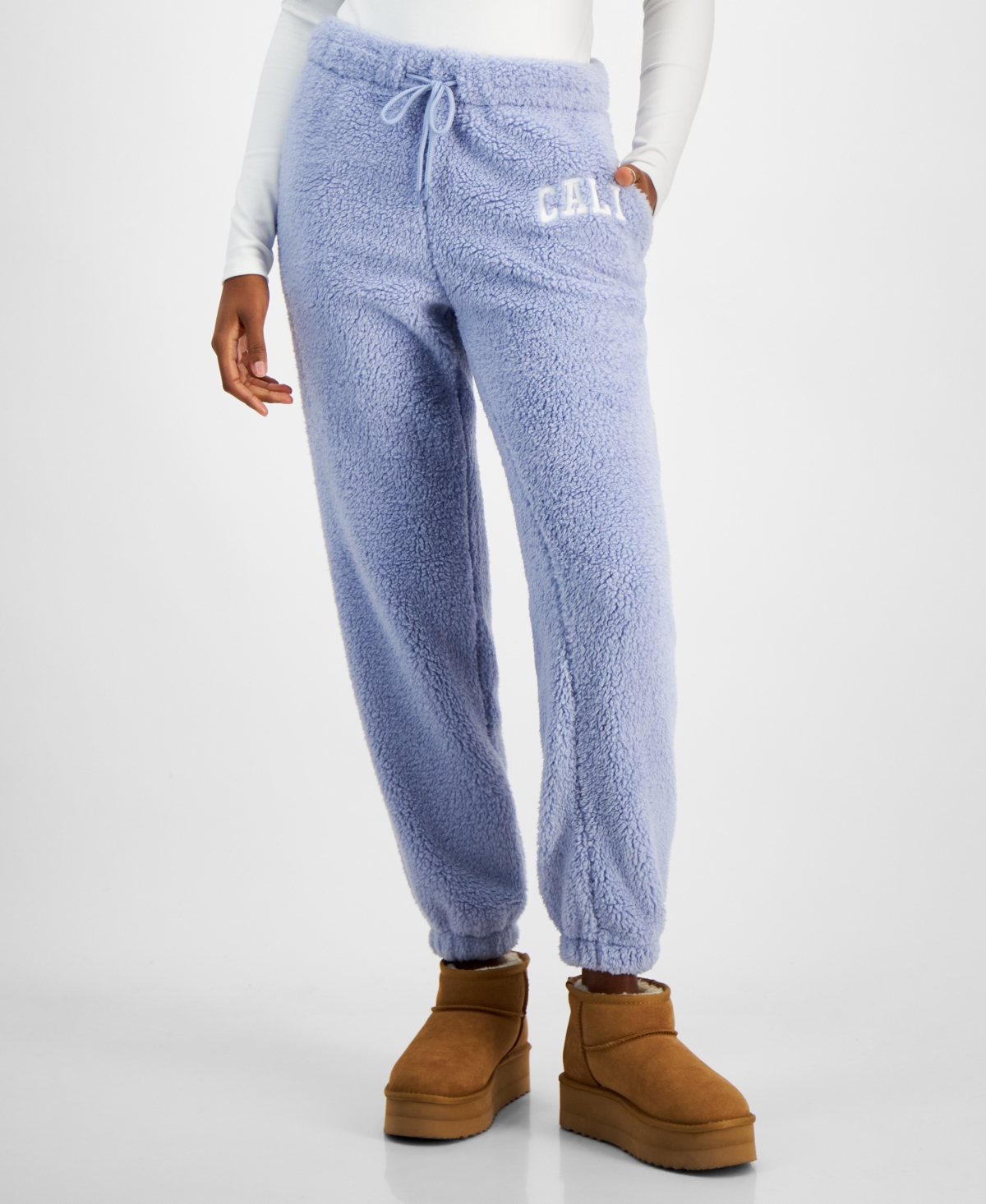 Madden Girl Juniors' Sherpa Fleece Jogger Pants