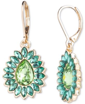 Gold-Tone Color Crystal Drop Earrings
