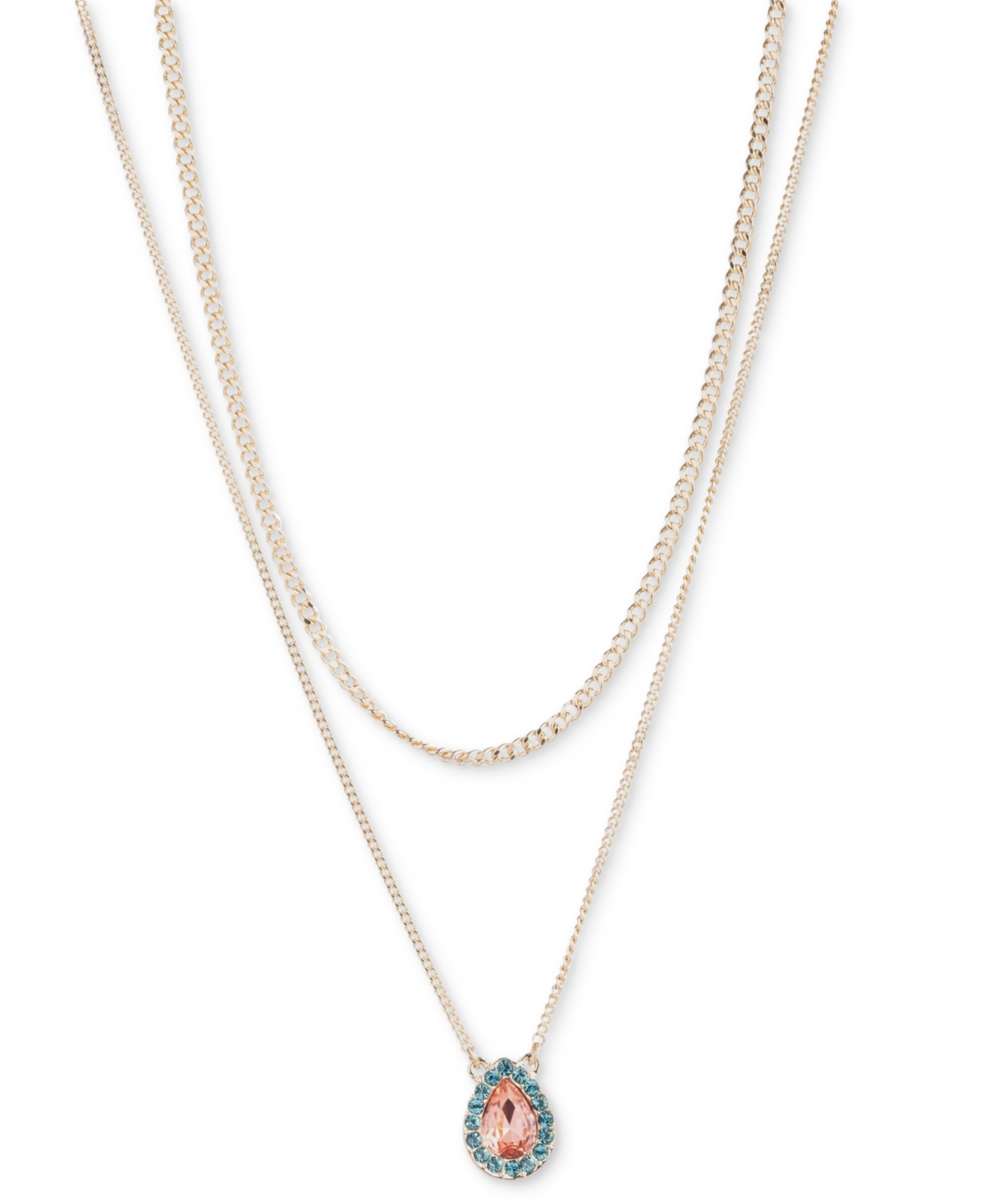 Gold-Tone Imitation Pearl Layered Halo Stone Pendant Necklace, 16" + 3" extender - Multi