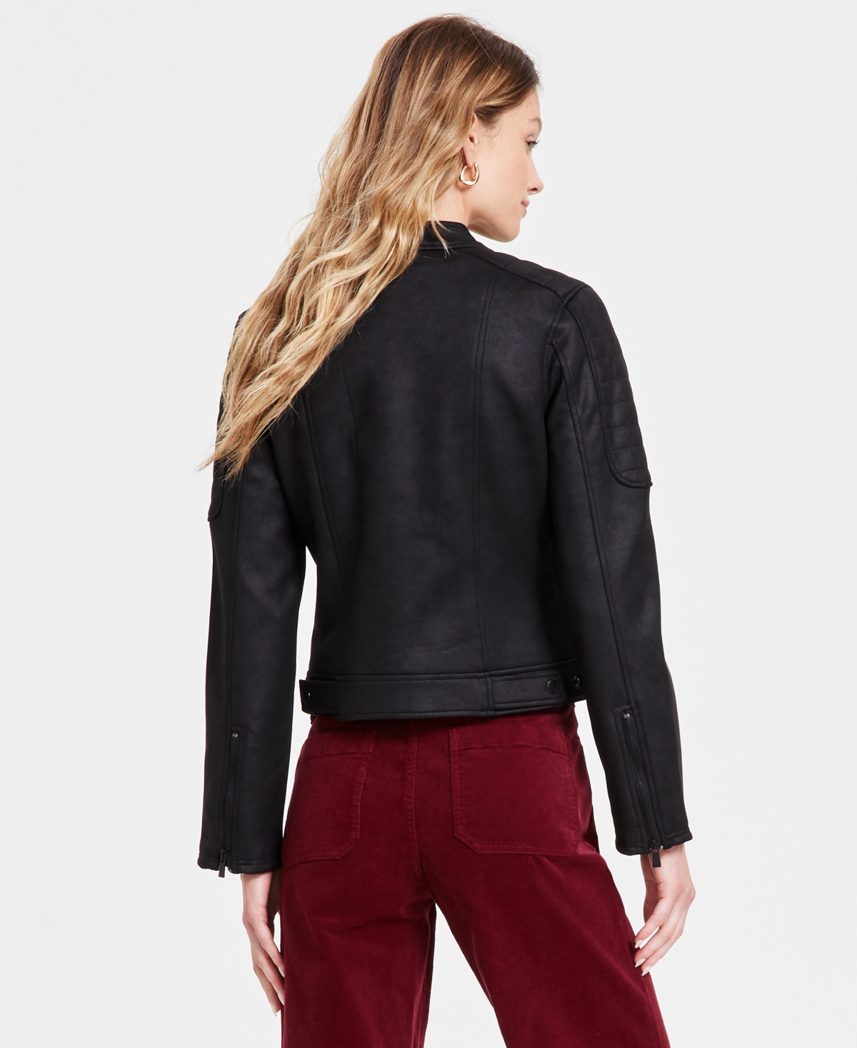 Shop Liverpool Los Angeles Women's Faux-leather Biker Jacket In Black