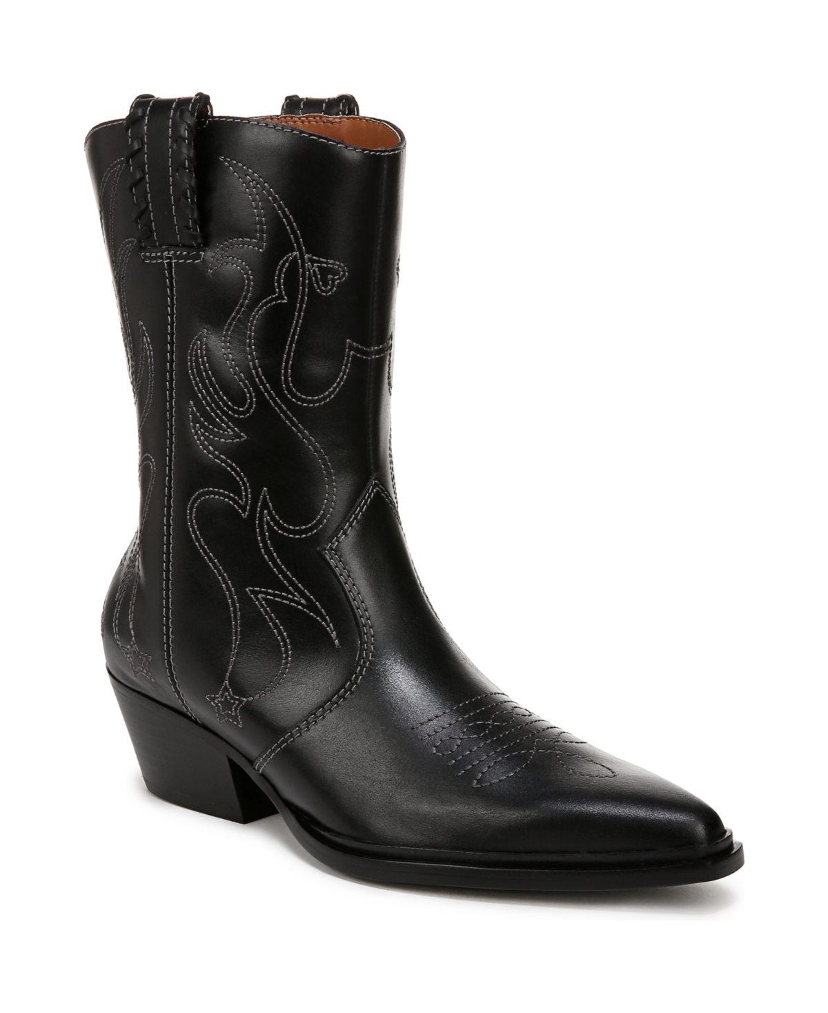 Franco Sarto Bianca Pointed Toe Western Boots In Black Leather