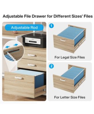 63 Inch Computer Desk with File Drawer Cabinet, Ergonomic Office Desk with Monitor Stand, Computer Table with Printer Space, Wood PC Table Workstation Desk for Home Office