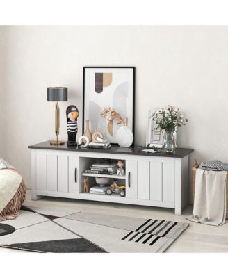 Farmhouse TV Stand for TVs up to 65'' Media Console Center w/ Doors Cubbies