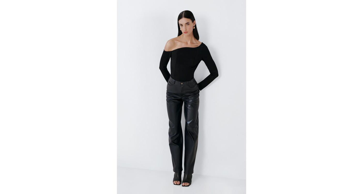 Women's Sylvan One-Shoulder Asymmetric-Neckline Long-Sleeve Top