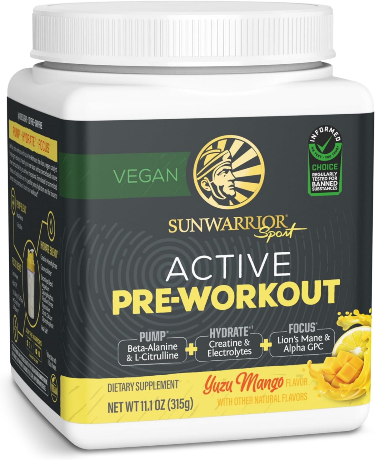Us Active Pre-Workout Tub, Yuzu Mango, 315gm - Open White