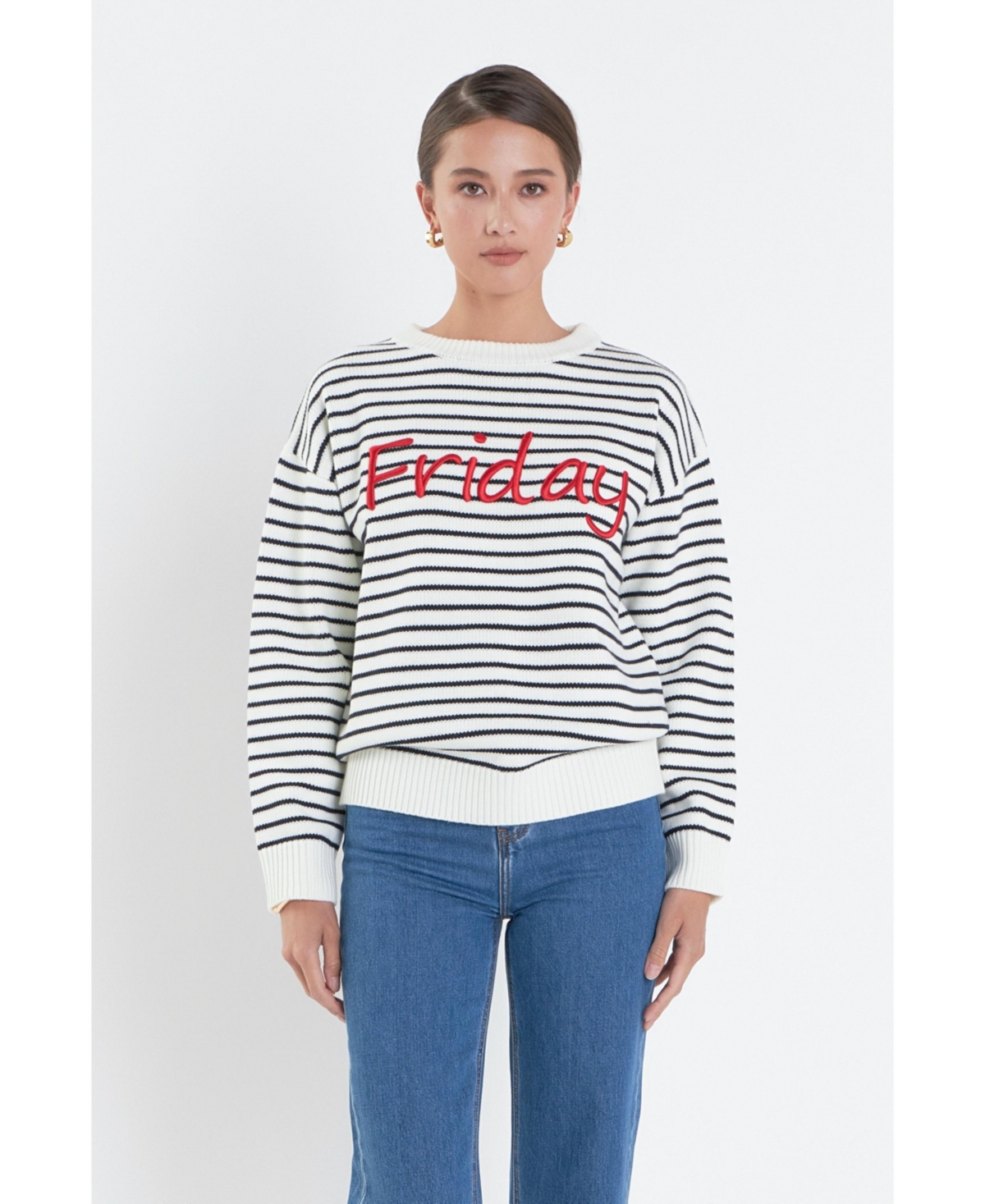 English Factory Women's Lettering Sweater -black