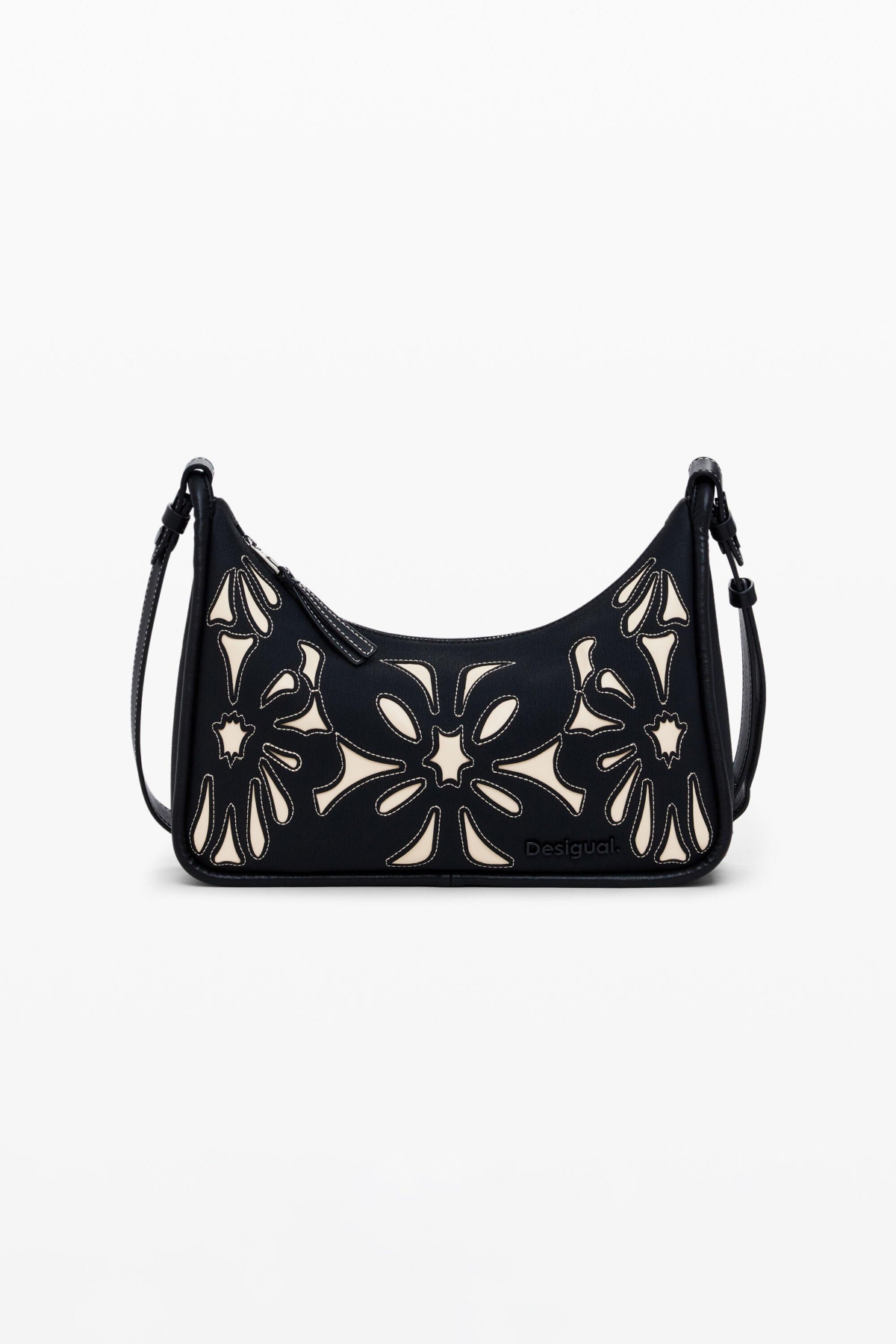 Women's M bag with flowers - Black