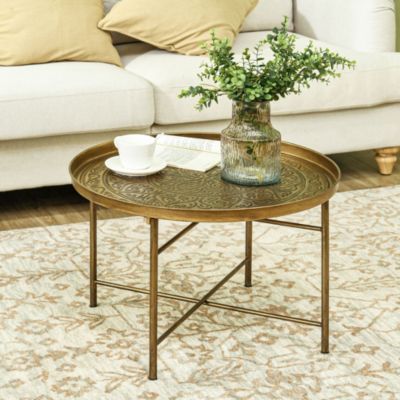 24" Round Table with Hamme Tray Top & Metal Frame,