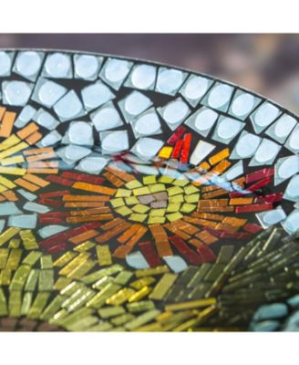 18" Glass Bird Bath, Moasic Translucent and Metallic Finish