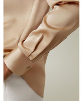 Spread Collar Silk Shirt for Women