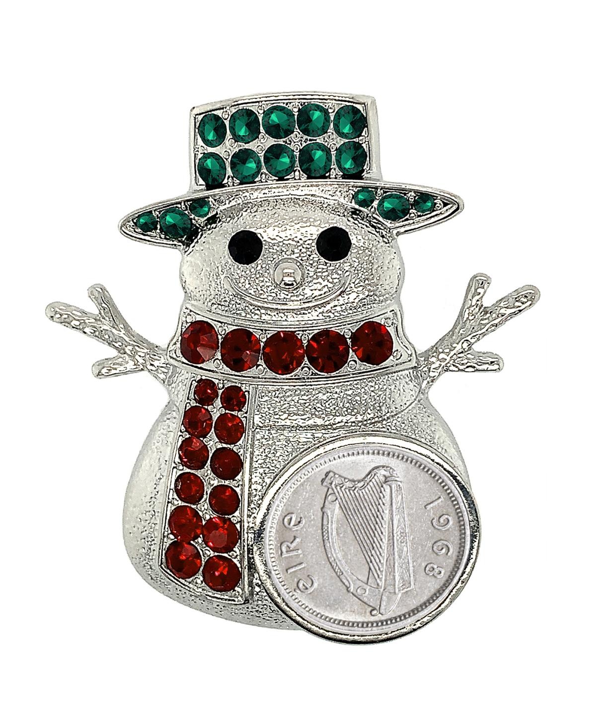 17013 Irish Coin Snowman Brooch, Silver - Open miscellaneous