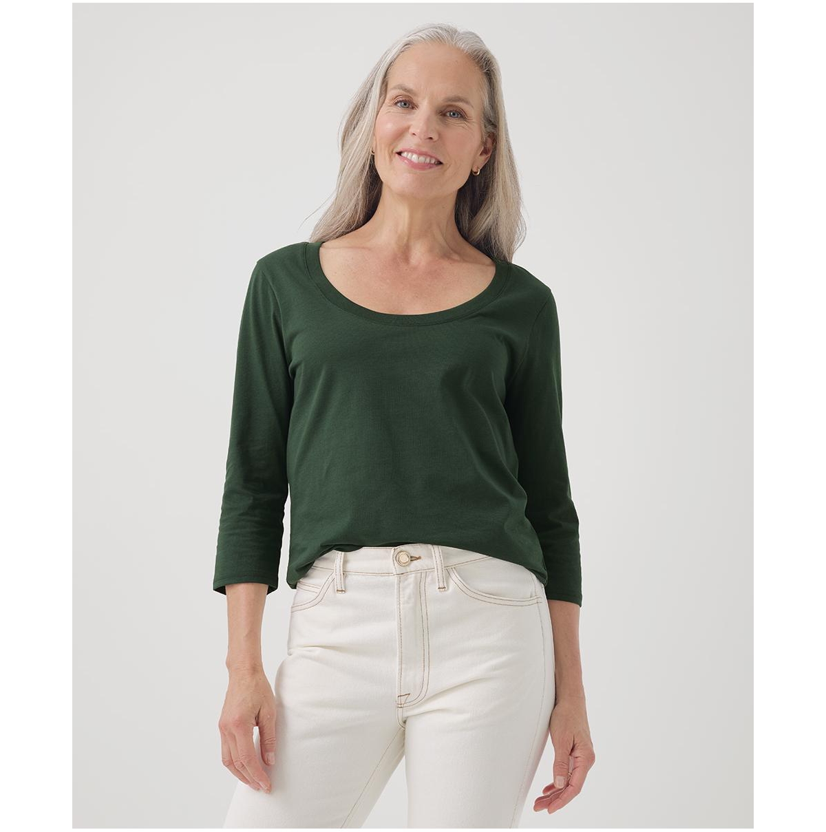 Pact Women's Organic Cotton Softspun Scoop Neck 3/4 Sleeve Tee