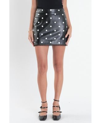 Women's Polka Dot Pu Mini Skirt