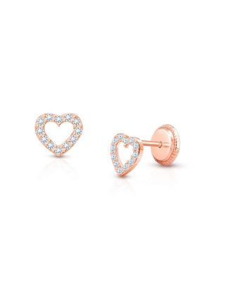 Tiny Blessings Children's 14K Gold Love of Mine Studs Girls' Screw Back Earrings - 14k rose gold