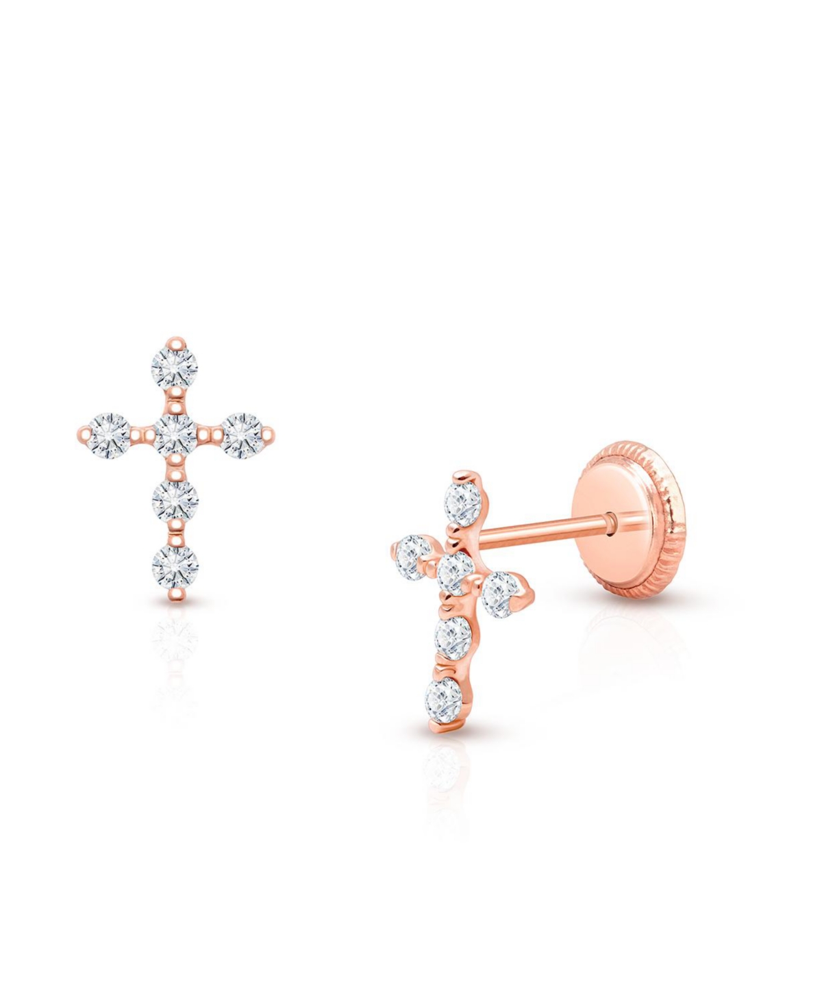 Tiny Blessings Children's 14K Gold Light of Heaven Studs Girls' Screw Back Earrings - 14k rose gold