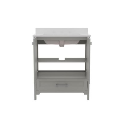 Argos Single Sink Bathroom Vanity with Undermount Basin, Soft-Close Cabinet, Easy-Glide Drawer, and Carrara Marble Finish Countertop